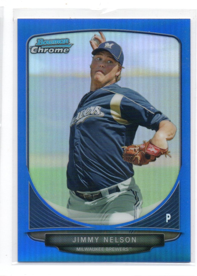 2013 Bowman Chrome Prospects Blue Refractors #BCP140 Jimmy Nelson (40-266x4-MLBBREWERS)