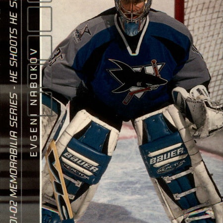 2001-02 BAP Memorabilia He Shoots He Scores Points #8 Evgeni Nabokov 1 pt. (10-196x5-SHARKS)