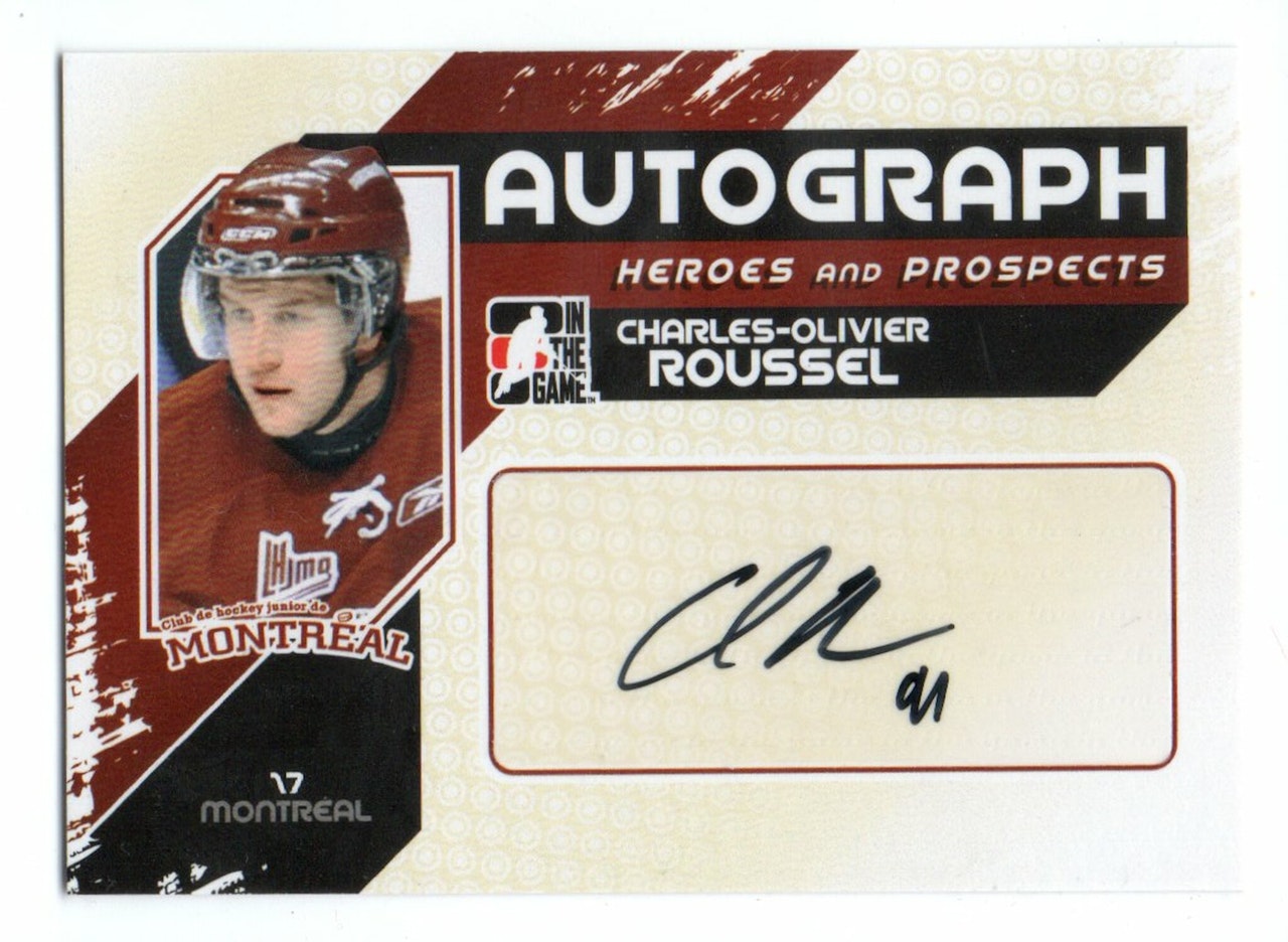 2010-11 ITG Heroes and Prospects Autographs #ACOR Charles-Olivier Roussel (30-194x7-OTHERS)