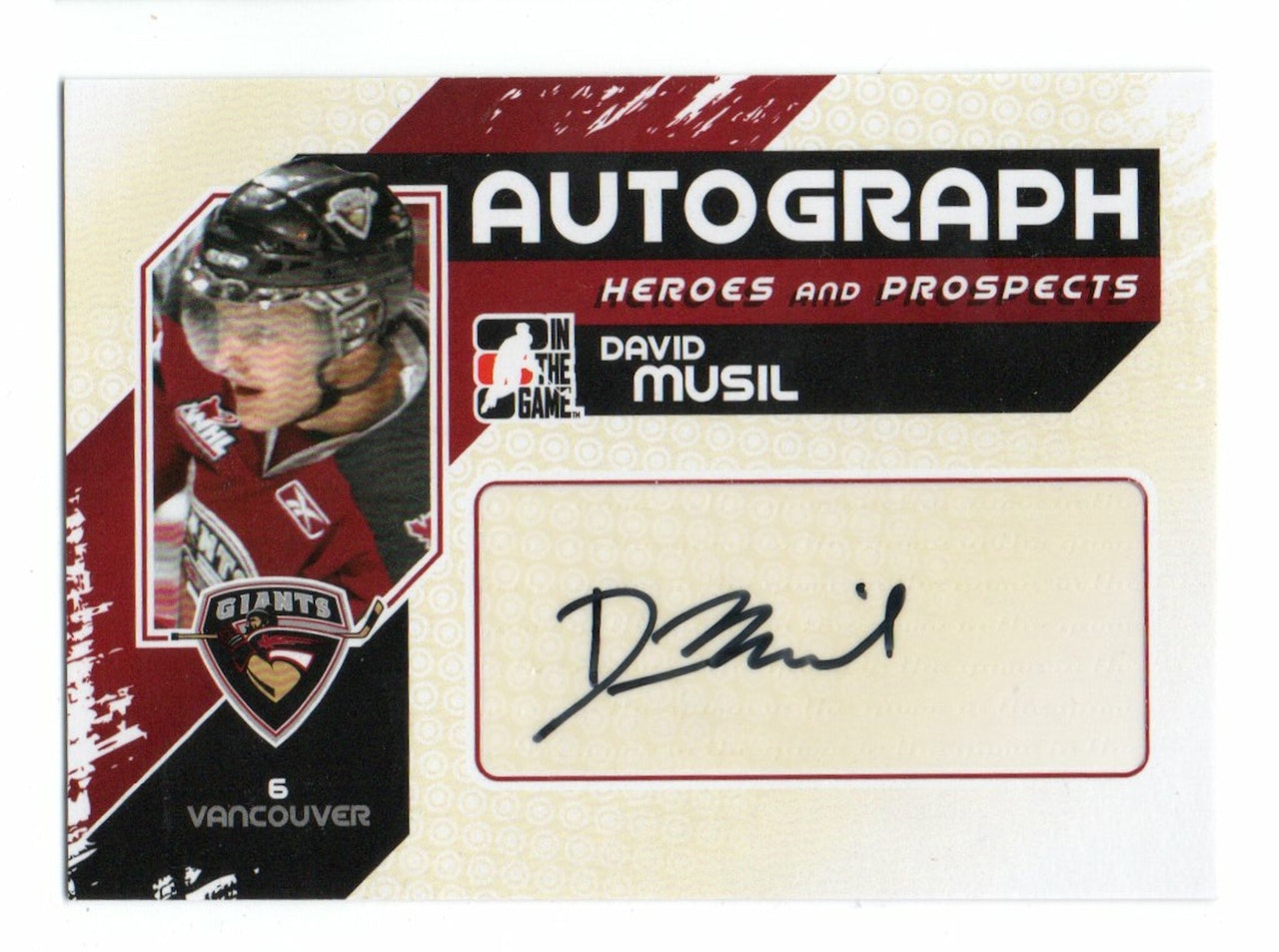 2010-11 ITG Heroes and Prospects Autographs #ADM David Musil (30-194x2-OTHERS)