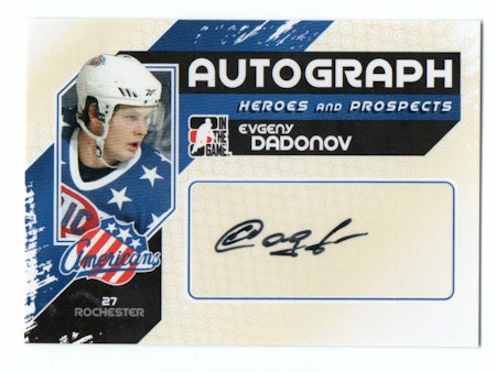 2010-11 ITG Heroes and Prospects Autographs #AED Evgeny Dadonov (50-191x5-OTHERS)