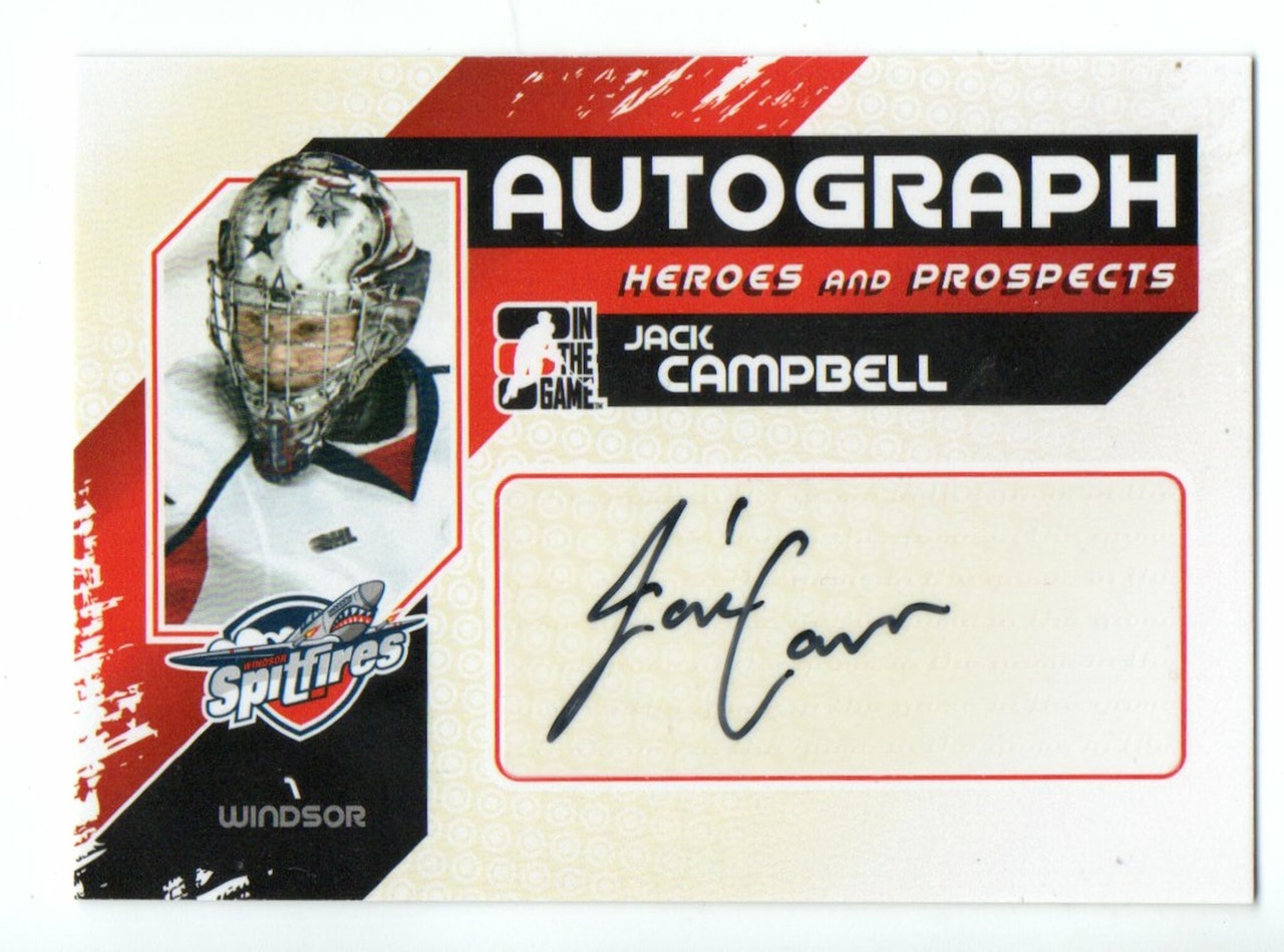 2010-11 ITG Heroes and Prospects Autographs #AJC Jack Campbell (100-188x9-NHLSTARS)