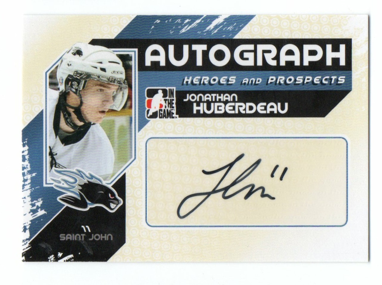 2010-11 ITG Heroes and Prospects Autographs #AJH Jonathan Huberdeau (150-190x9-NHLPANTHERS)