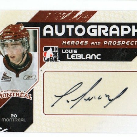2010-11 ITG Heroes and Prospects Autographs #ALL Louis Leblanc (30-194x4-OTHERS)
