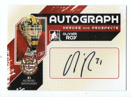 2010-11 ITG Heroes and Prospects Autographs #AOR Olivier Roy (30-189x3-OTHERS)