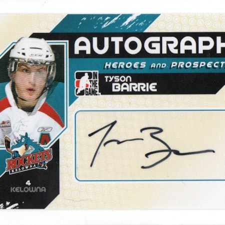 2010-11 ITG Heroes and Prospects Autographs #ATBA Tyson Barrie (40-193x8-OILERS)