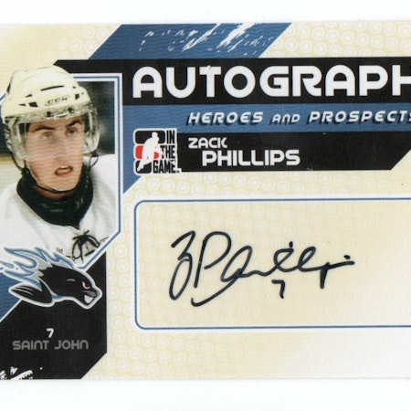 2010-11 ITG Heroes and Prospects Autographs #AZP Zack Phillips (30-191x1-OTHERS)
