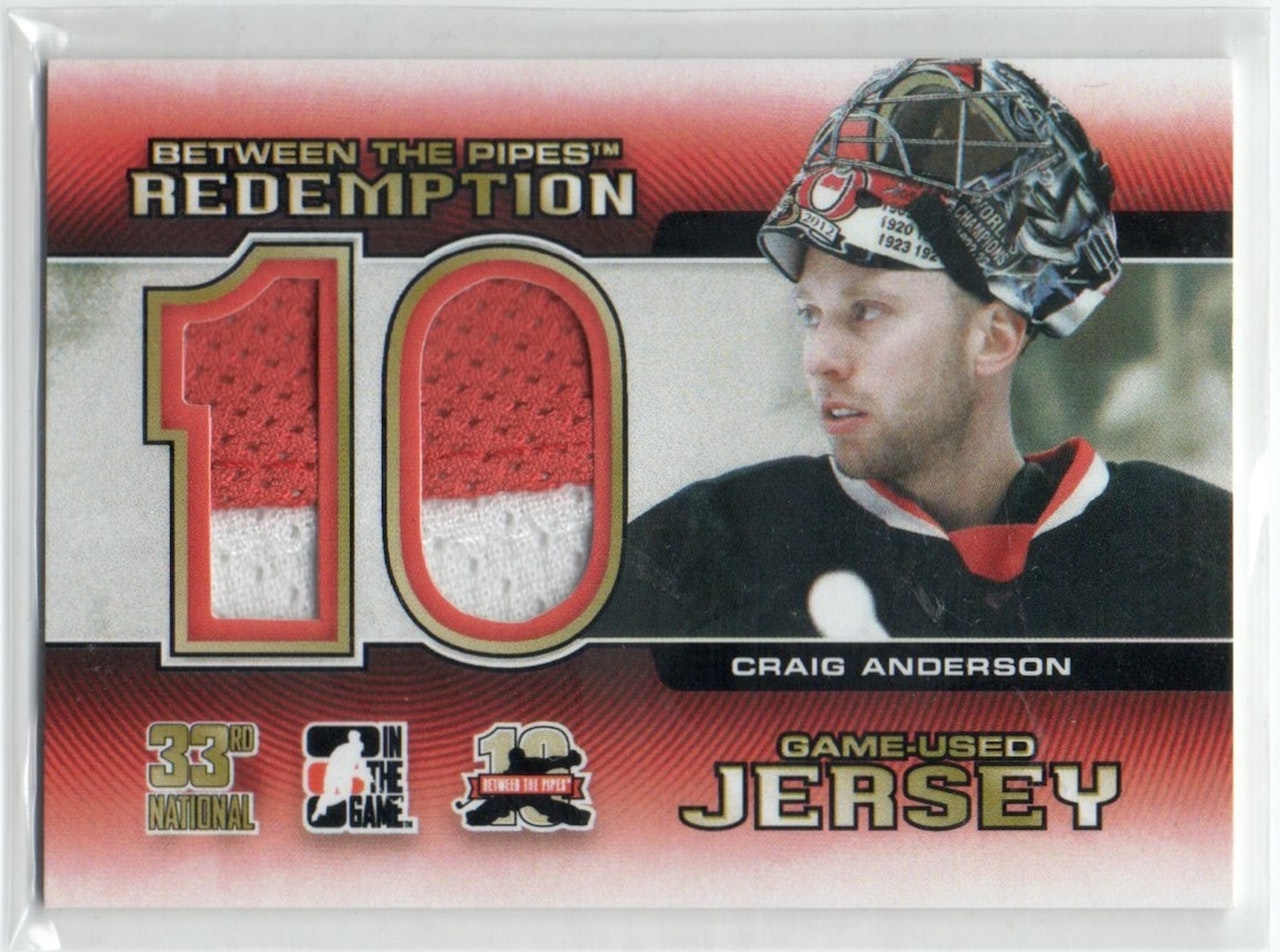 2011-12 Between The Pipes Memorabilia Redemption Toronto Spring Expo #BTPR10 Craig Anderson JSY (150-213x4-SENATORS)