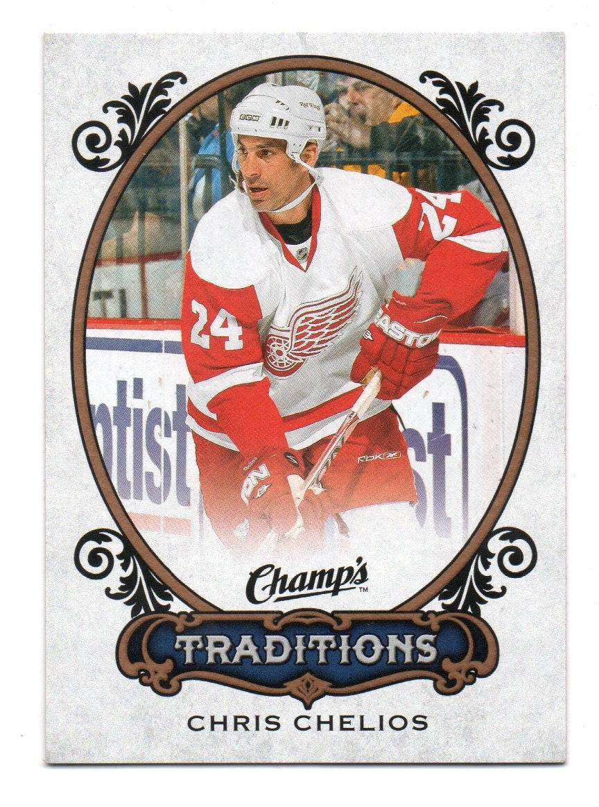 2015-16 Upper Deck Champ's Traditions #T12 Chris Chelios Last to Put on Jersey (10-222x3-RED WINGS)