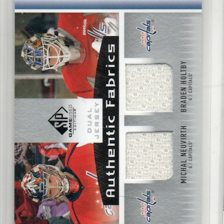 2013-14 SP Game Used Authentic Fabrics Dual #AF2NH Michal Neuvirth Braden Holtby D (40-315x8-CAPITALS)
