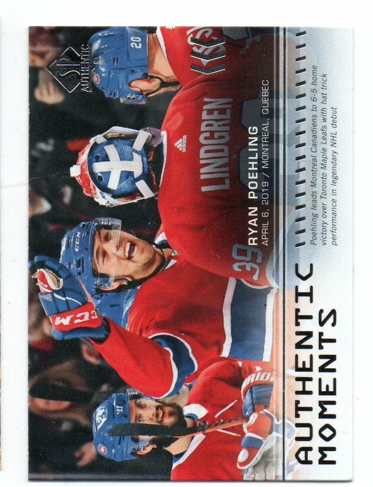 2019-20 SP Authentic #107 Ryan Poehling AM (10-314x3-CANADIENS)