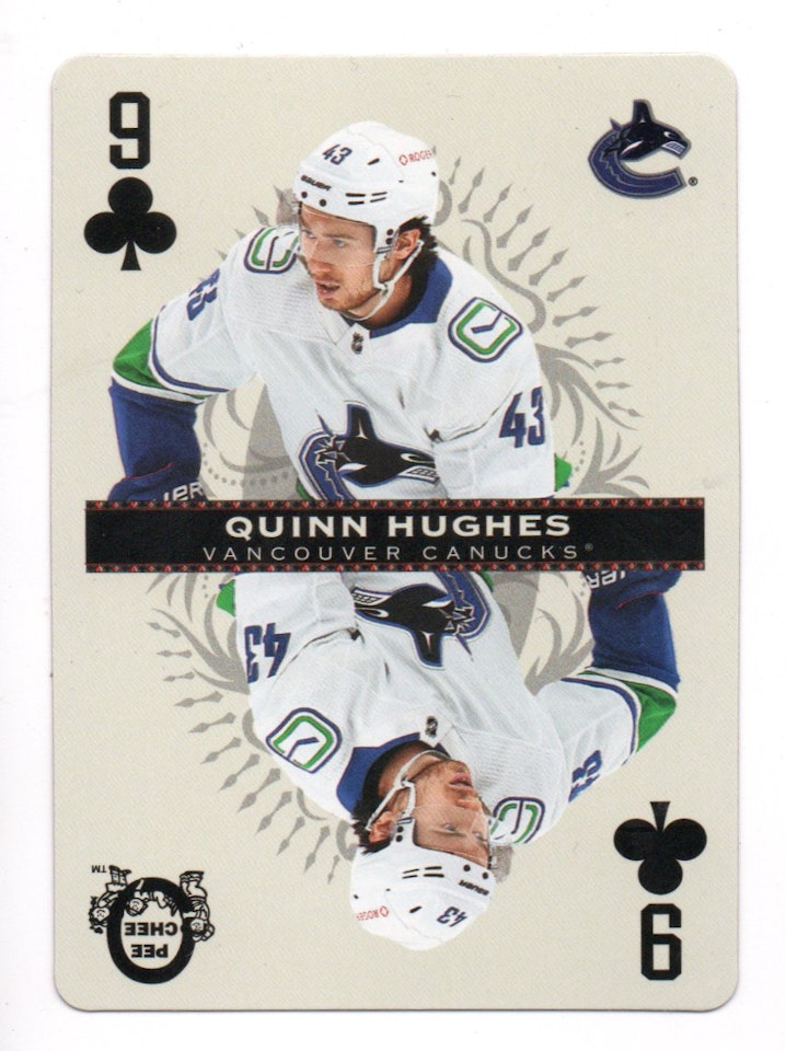 2021-22 O-Pee-Chee Playing Cards #9CLUBS Quinn Hughes (40-319x4-CANUCKS) (2)
