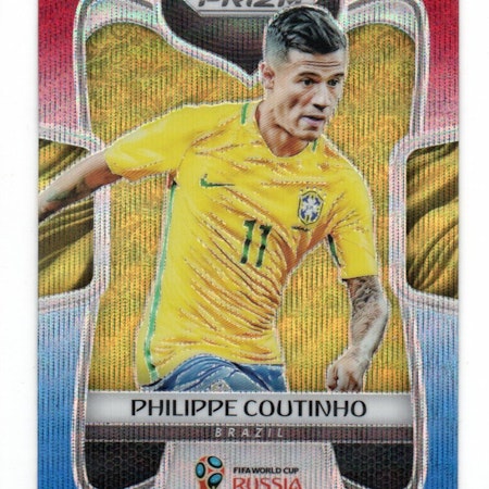 2018 Panini Prizm World Cup Prizms Red and Blue Wave #28 Philippe Coutinho (100-339x3-SOCCERBRAZIL)