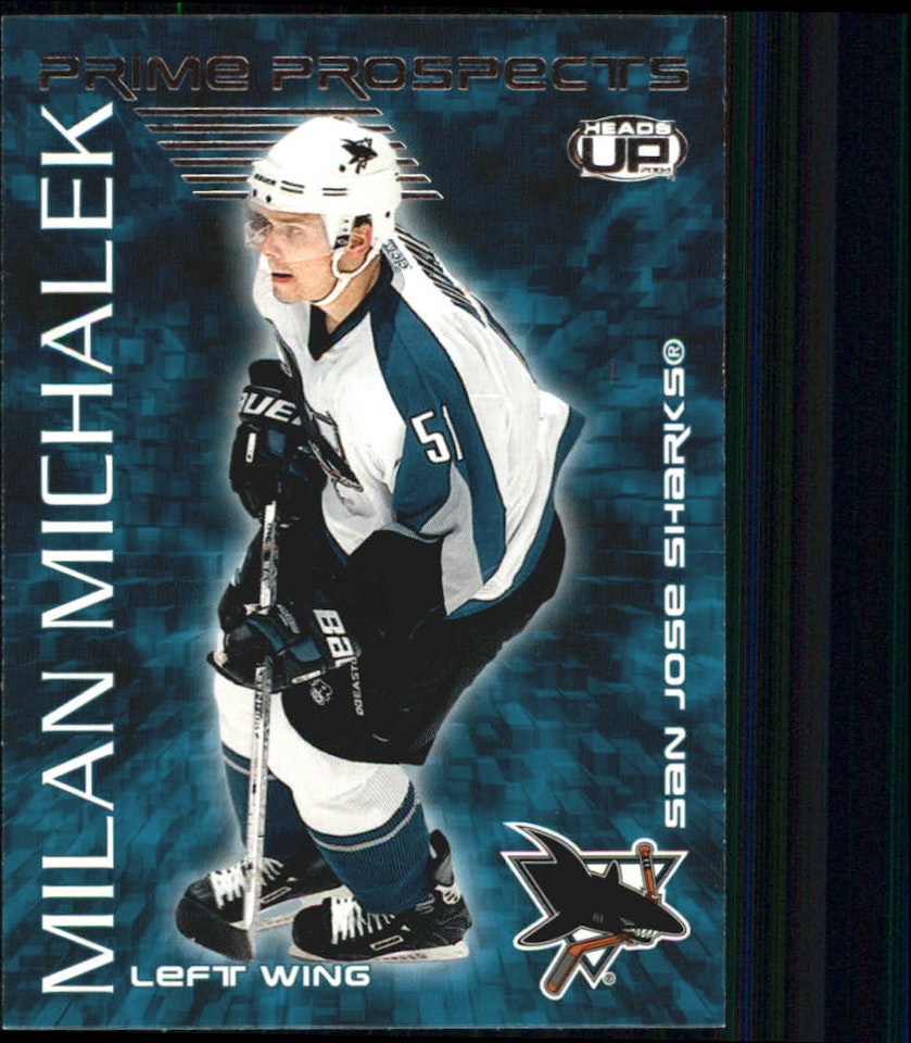 2003-04 Pacific Heads Up Prime Prospects #18 Milan Michalek (10-375x6-SHARKS)