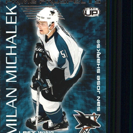2003-04 Pacific Heads Up Prime Prospects #18 Milan Michalek (10-375x6-SHARKS)