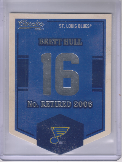 2012-13 Classics Signatures Banner Numbers #64 Brett Hull (40-378x5-BLUES)