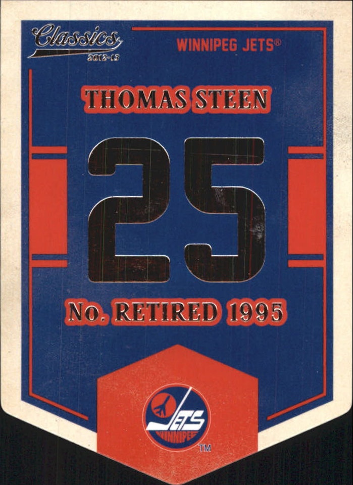 2012-13 Classics Signatures Banner Numbers #71 Thomas Steen (15-380x8-NHLJETS)