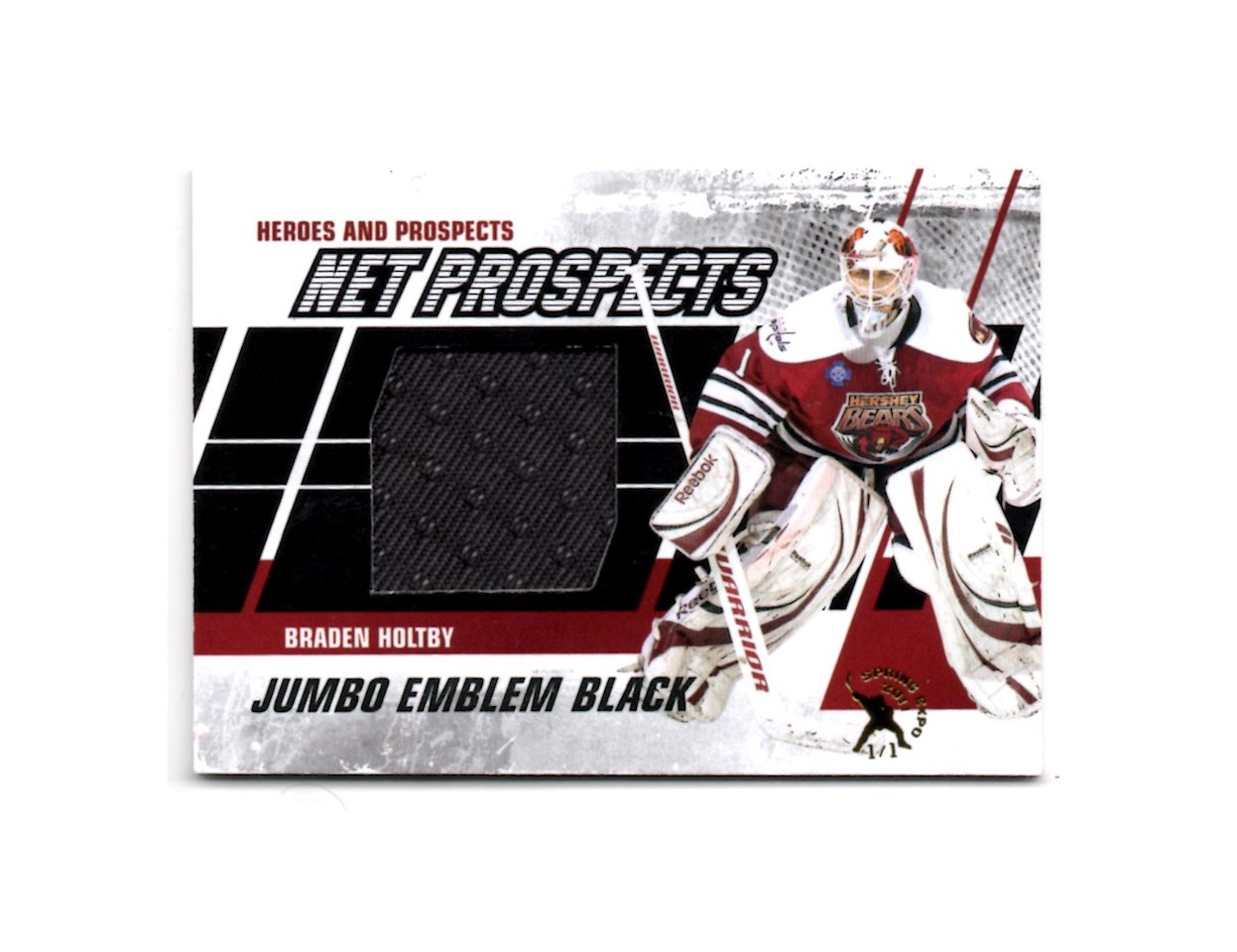 2010-11 ITG Heroes and Prospects Net Prospects Emblems Black Spring Expo #NPM08 Braden Holtby (250-X87-CAPITALS)