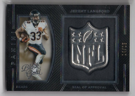2016 Panini Black Gold NFL Seal of Approval White Gold #16 Jeremy Langford (100-X71-NFLBEARS)