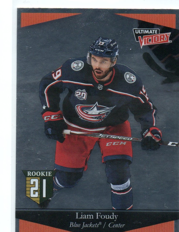 2020-21 Upper Deck Ultimate Victory #UV30 Liam Foudy (10-X68-BLUEJACKETS)