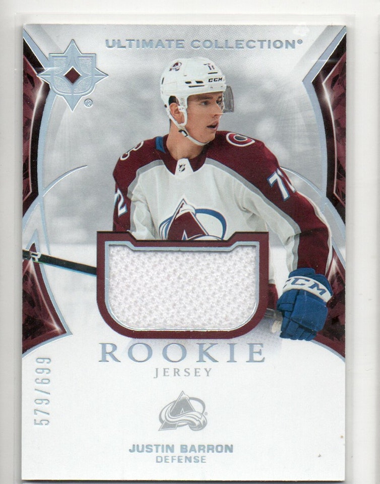 2021-22 Ultimate Collection Jerseys #168 Justin Barron (40-X49-AVALANCHE)