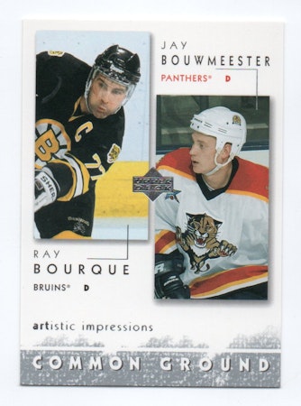 2002-03 UD Artistic Impressions Common Ground #CG7 Ray Bourque Jay Bouwmeester (15-A2-NHLPANTHERS+BRUINS)