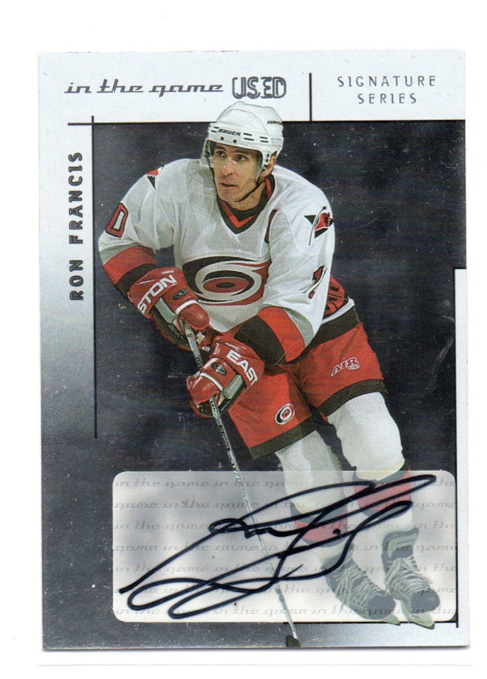 2003-04 ITG Used Signature Series Autographs #RF1 Ron Francis CAR (100-A2-HURRICANES)