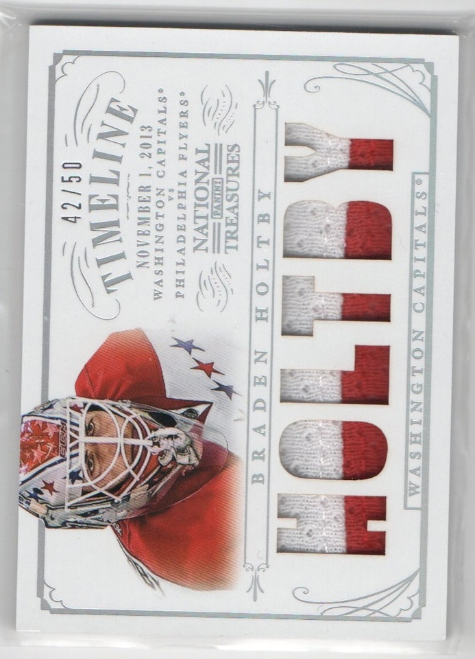 2013-14 Panini National Treasures Timeline Jerseys Prime #TBH Braden Holtby (100-A1-CAPITALS)