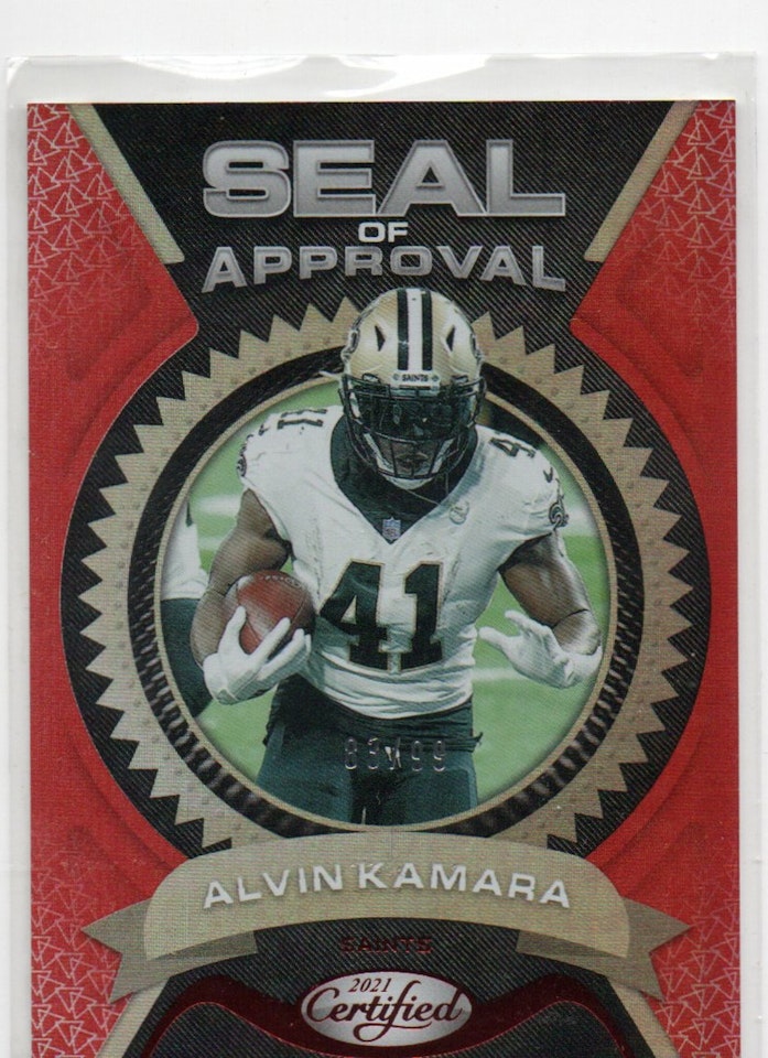 2021 Certified Seal of Approval Mirror Red #10 Alvin Kamara (30-B14-NFLSAINTS)