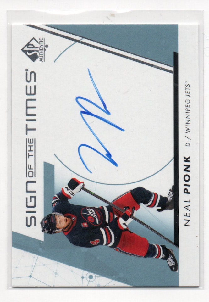 2022-23 SP Authentic Sign of the Times #SOTTNP Neal Pionk F (50-A4-NHLJETS)