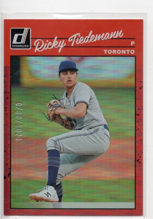 2023 Donruss Retro Variations Holo Red #249 Ricky Tiedemann (20-B9-MLBBLUEJAYS)