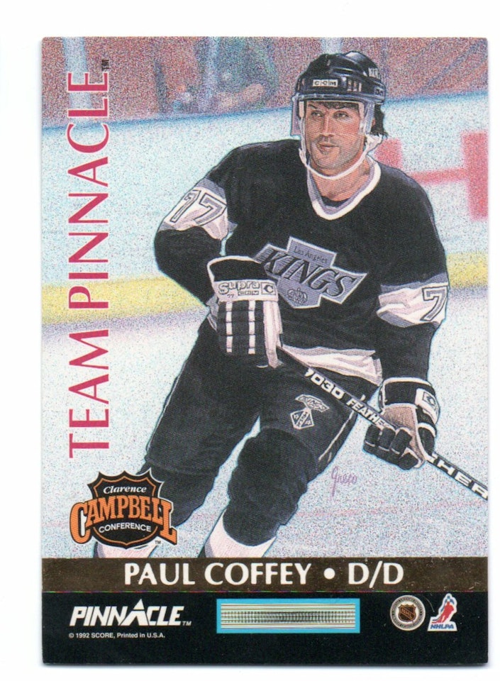1992-93 Pinnacle Team Pinnacle French #3 Brian Leetch Paul Coffey (40-B12-NHLKINGS+RANGERS)