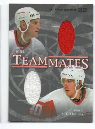 2003-04 ITG Used Signature Series Teammates #4 Brett Hull Henrik Zetterberg (250-Q13-REDWINGS)