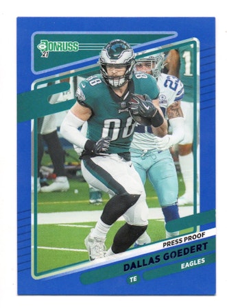 2021 Donruss Press Proof Blue #111 Dallas Goedert (20-R3-NFLEAGLES)