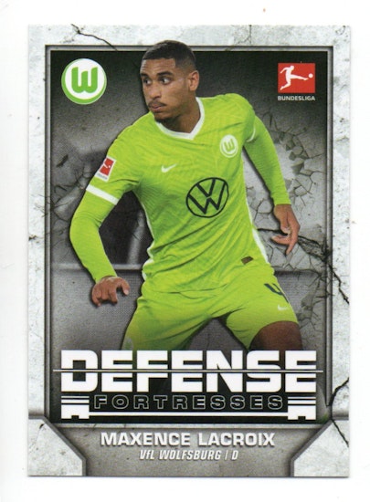 2021-22 Topps Bundesliga Defense Fortresses #DFMLA Maxence Lacroix (10-R1-WOLFSBURG)