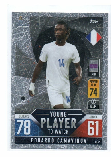 2021-22 Topps Match Attax Young Player to Watch #YP12 Eduardo Camavinga (15-B6-REALMADRID)