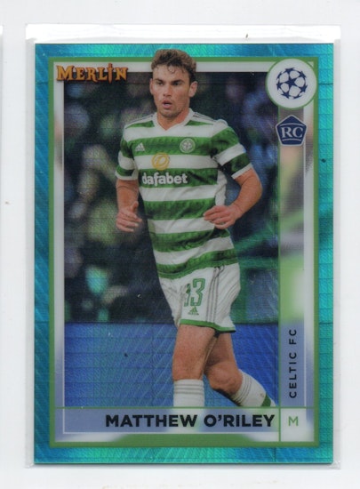 2022-23 Topps Chrome Merlin Aqua Hyper Prism Refractor #34 Matthew O'Riley RC (20-Q10-CELTIC)