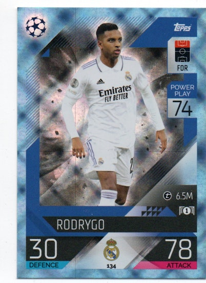 2022-23 Topps Match Attax Crystal #134 Rodrygo (20-B6-REALMADRID)