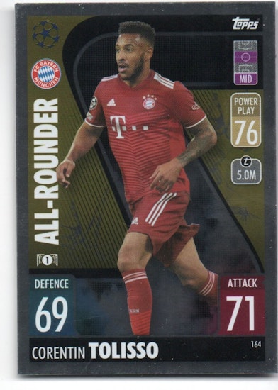 2021-22 Topps Match Attax UEFA Champions League #164 Corentin Tolisso (10-T7-BAYERNMUNCHEN)