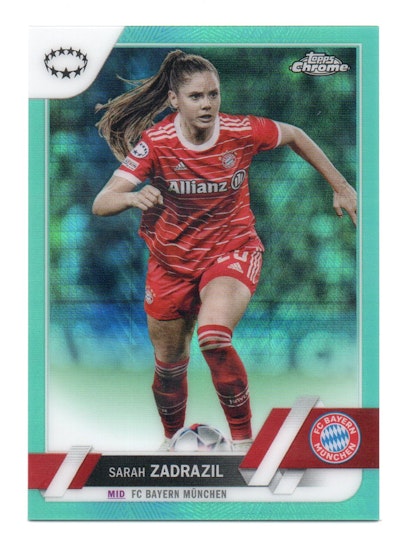 2022-23 Topps Chrome UEFA Women's Champions League Aqua Prism Refractors #48 Sarah Zadrazil (15-S13-BAYERNMUNCHEN)