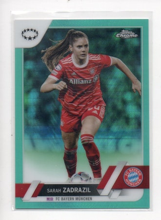 2022-23 Topps Chrome UEFA Women's Champions League Aqua Prism Refractors #48 Sarah Zadrazil (15-T3-BAYERNMUNCHEN)