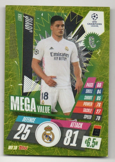 2020-21 Topps Match Attax UCL Extra Mega Value #MV10 Luka Jovic (10-T11-REALMADRID)