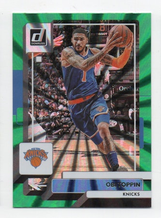 2022-23 Donruss Holo Green Laser #12 Obi Toppin (15-W3-NBAKNICKS)