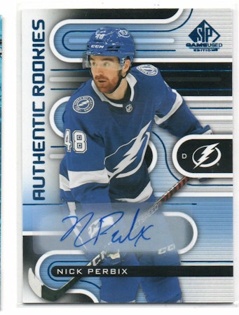 2022-23 SP Game Used Autographs Blue #212 Nick Perbix E (40-W5-LIGHTNING)