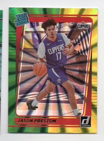 2021-22 Donruss Holo Green and Yellow Laser #210 Jason Preston RR (20-X7-NBACLIPPERS)