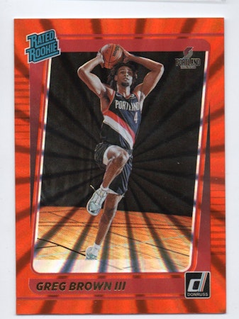 2021-22 Donruss Holo Orange Laser #245 Greg Brown III RR (20-X9-NBATRAILBLAZERS)