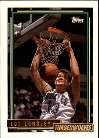 1992-93 Topps Gold #89 Luc Longley (10-X11-NBATIMBERWOLVES)