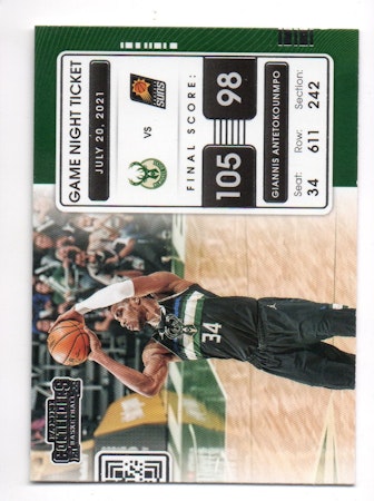 2021-22 Panini Contenders Game Night Ticket #15 Giannis Antetokounmpo (15-Y6-NBABUCKS)