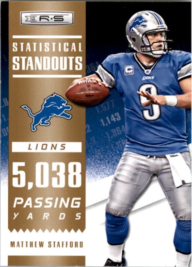 2012 Rookies and Stars Statistical Standouts Gold #3 Matthew Stafford (30-II4-NFLLIONS)