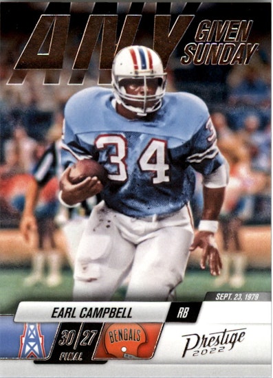 2022 Prestige Any Given Sunday #13 Earl Campbell (12-II1-NFLOILERS)